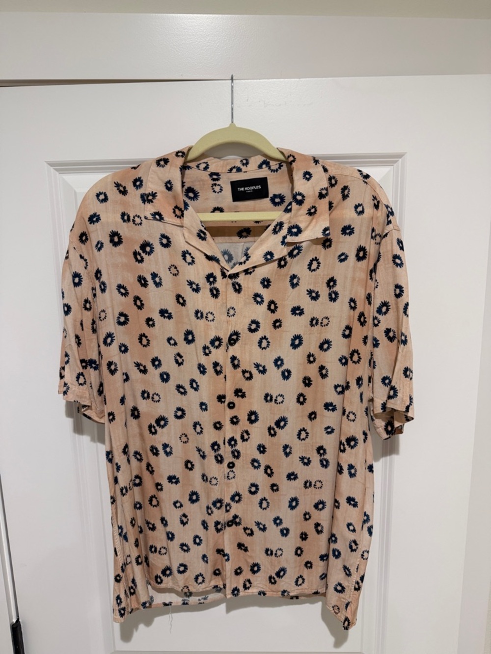 The Kooples Peach Shirt with Navy Sunburst Print